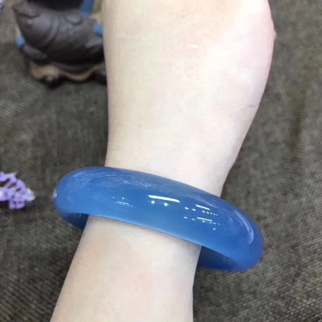 Latest Natural Blue Chalcedony Agate Bracelet Hand Decoration Crafts Jade Bangles Elegant Exquisite Jewelry Accessories Gifts