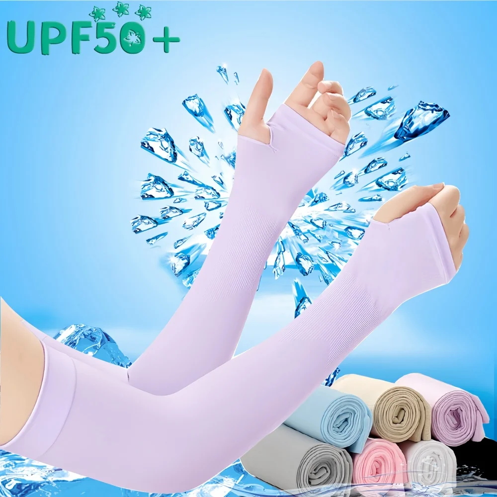 1 Pair Arm Sleeves Summer Sun UV Protection Ice Cool Cycling Running Fishing Climbing Driving Arm Cover Warmers for Men Women sun protection arm sleeves arm sleeves cooling arm sleeves