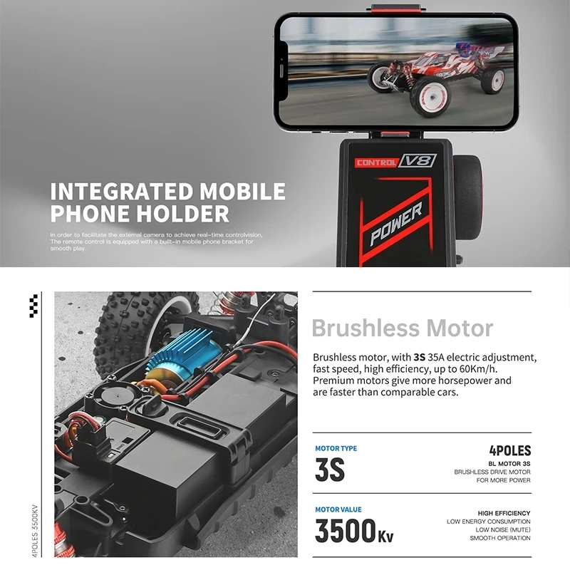 WLtoys 124008 60KM/H RC Car With 3S Battery Professional Racing Car 4WD Brushless Electric High Speed Drift Remote Control Toys 6