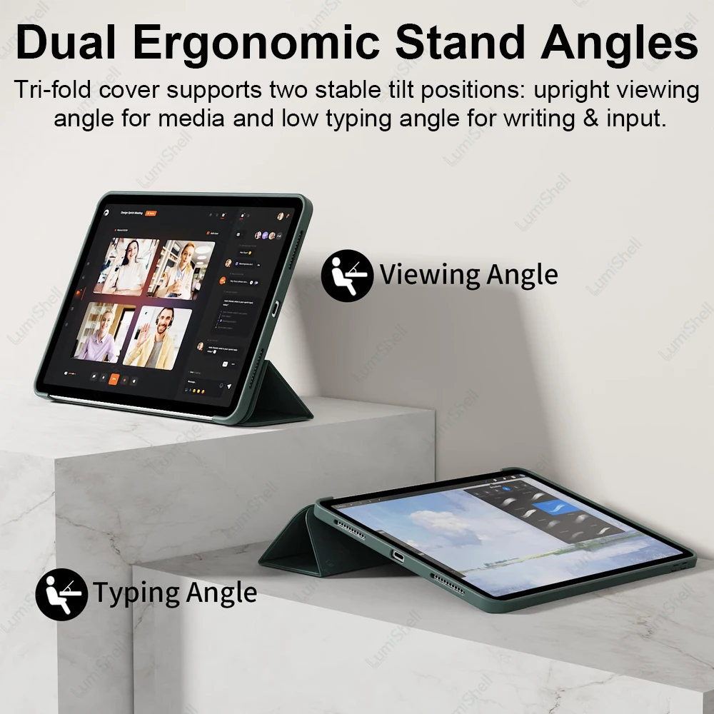 Premium Trifold Stand Case with Silicone Cover and Soft TPU Back Shell