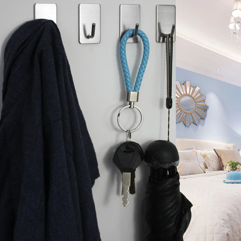 Wall Holder Multi Purpose Hooks Metal Hook Adhesive Wall Hook Kitchen Hooks Self Adhesive Hooks Bag Hook Wall Organizer Hook Wall Mount Hooks 1/5PCS