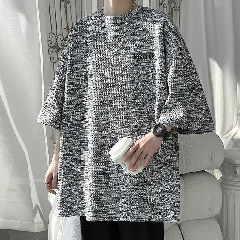 Kravat boyalı Kısa kollu tişört erkek Yaz Trendy Marka Retro Gevşek Büyük boy Üst Trendy Yuvarlak Yaka Yarım kollu