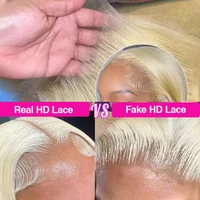 Perruques blondes 613 transparentes, perruque frontale en dentelle de 46 pouces, cheveux raides, densité 250, perruques brésiliennes en cheveux humains pour femmes 5