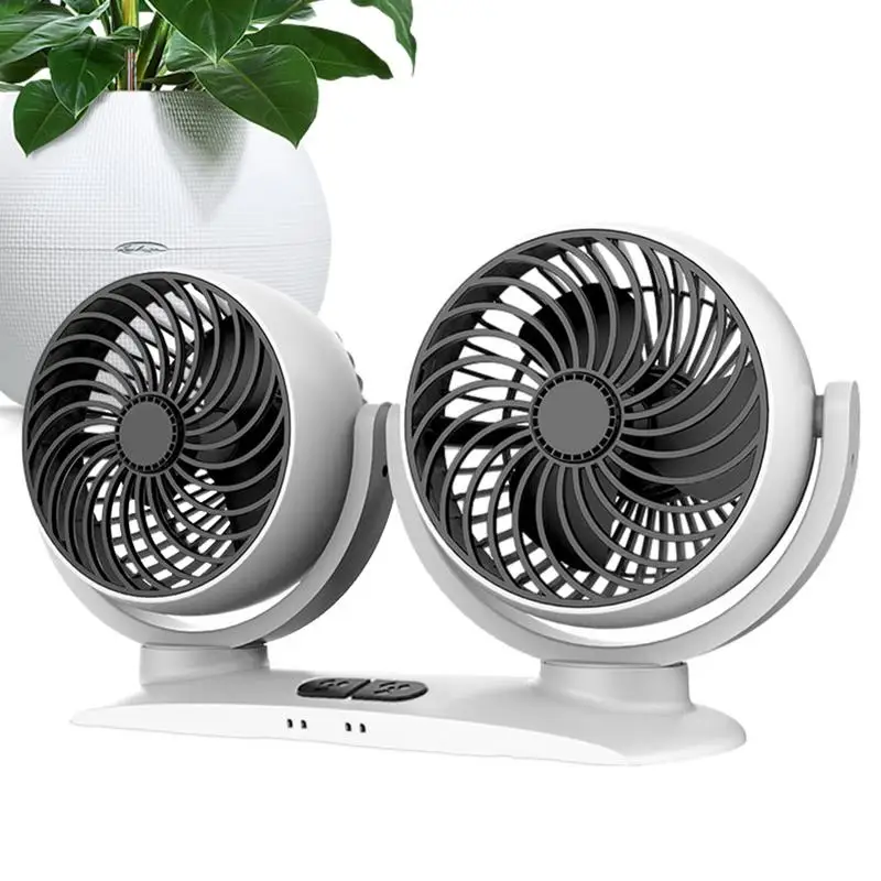 

Car Fan Car Dashboard Fan Auto Cooling Fan Vehicle Fan Electric Vehicle Fan 360 Rotation Dual Head Fan For Car RV SUV