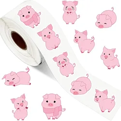 Pink Piggy Paper Decal Stickers - Pack of 500, 8 Cute Farm Animal Designs, 1 - inch Adhesive Labels for Reward and Stationery Supplies (Pink pig - 2.5cm)