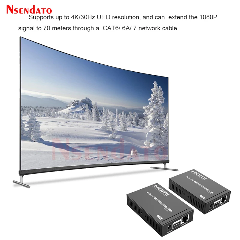 LKV375N 4K 60Hz HDMI Extender over Cat6/6e 70M HDMI Extension Cable HDMI Network Transmitter Receiver With HDBaseT For PS4 HDCP