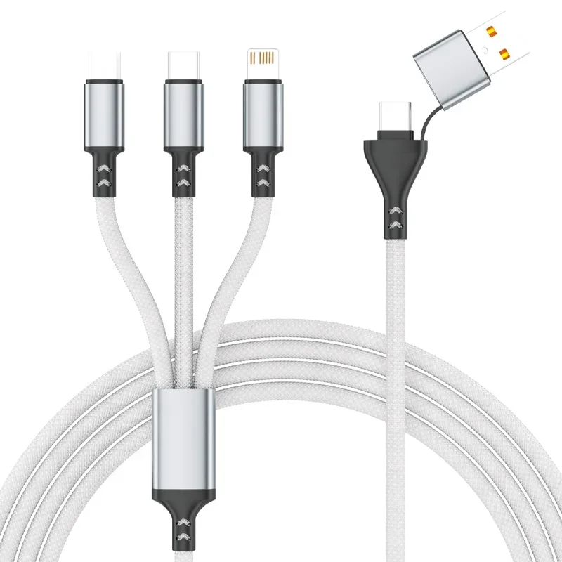 Universal 1.2m 3-in-1 Fast Charging Cable with USB Multi-Port and Type C/Micro USB Connectors