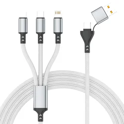 Universal 1.2m 3 - in - 1 Fast Charging Cable with USB Multi - Port and Type C/Micro USB Connectors - 1.2m (White)