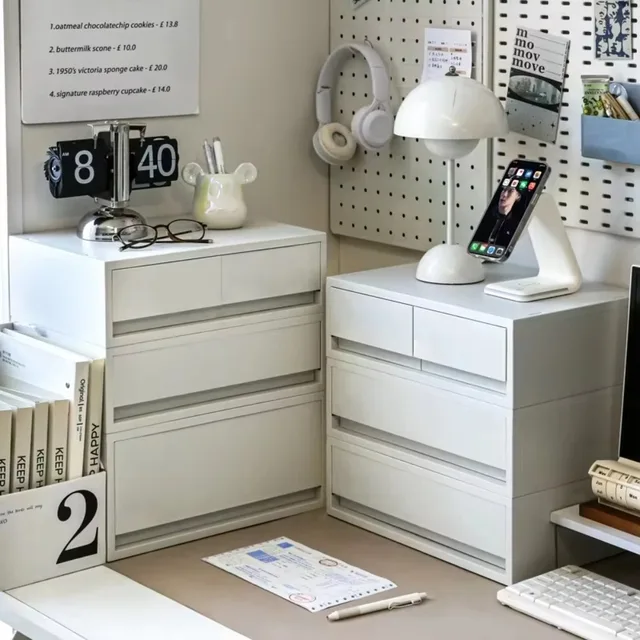 Boîte de rangement de bureau, tiroir de rangement de tri de papeterie, empilable, gain de place, tiroir de table, boîtes d'organisation de bureau cosmétiques 5