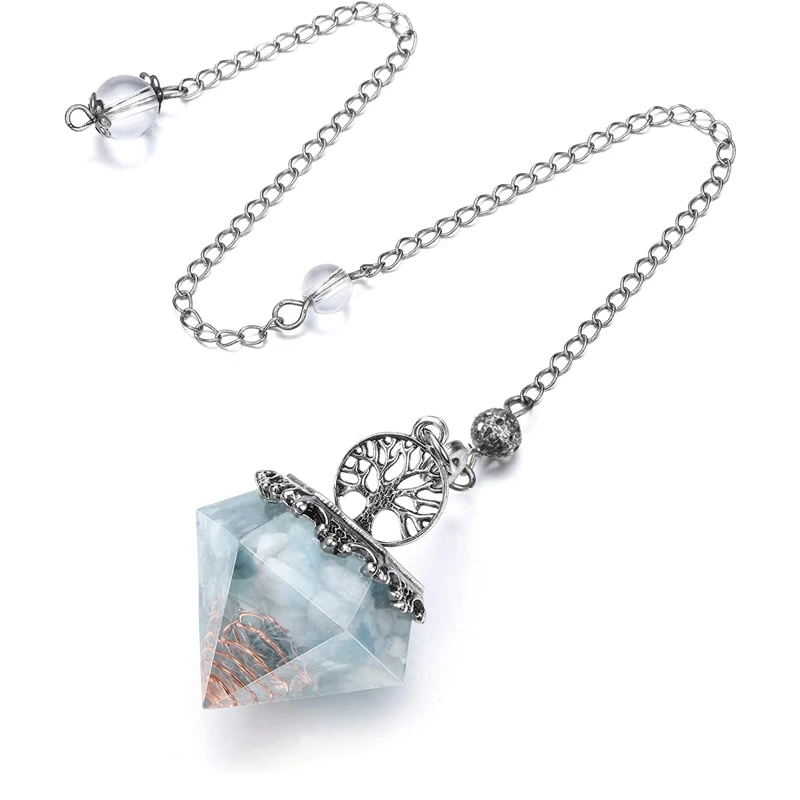 Orgone Aquamarine Crystal Tree of Life Pendulum 1