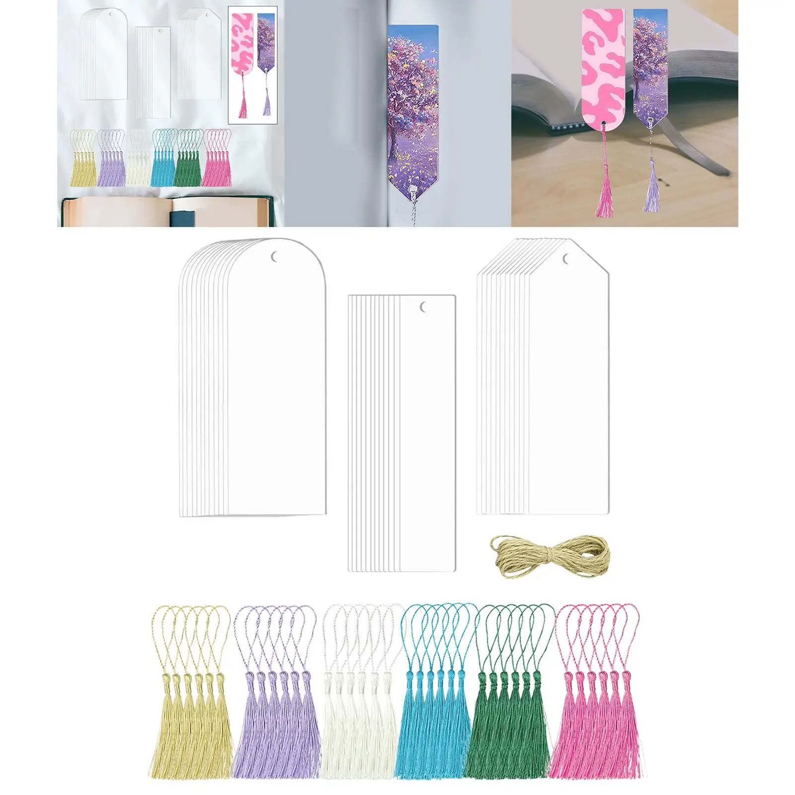 15pcs Rectangle Acrylic Bookmark Blank Clear DIY Unfinished Book