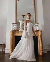Elegant Customized Satin Wedding Gown Strapless Flowing Tulle Train Wedding Dress 2025 Pleats Modern Simple Brides Dress 2