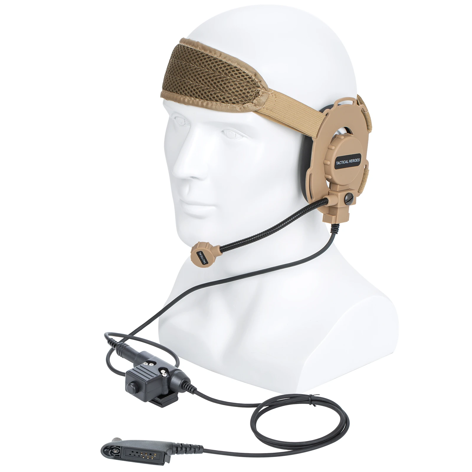 brown HD03 Tactical Bowman Elite II Headset Microphone with U94 PTT for Motorola GP140 GP320 GP328 GP338 walkie talkie Radio