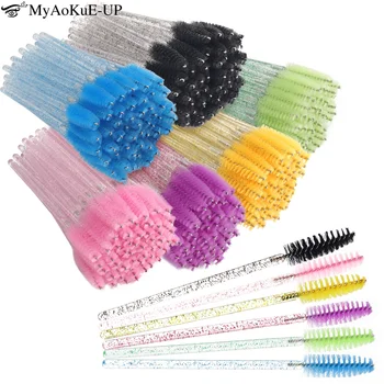 100/200pcs Disposable Crystal Eyelash Brush Lash Extension Makeup Brushes Eyebrow Comb Mascara Applicator Microbrush Beauty Tool 1
