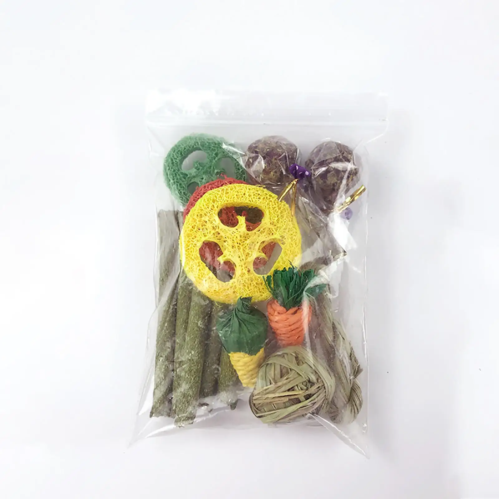 14pcs Rabbit Chew Toys Set Wooden Loofah Chinchillas Hamster Bunny Molar Toys