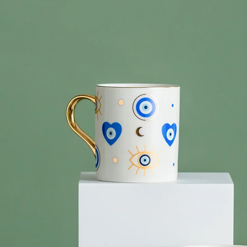 Tazza In Ceramica Fatta A Mano Con Design Devil Eyes E Malocchio, Tazza Turca Dipinta Per Caffè E Tè, Idea Regalo Originale