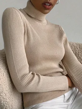 أزياء الخريف إلى الأمام أساسيات المرأة الياقة المدورة محبوك البلوفرات لينة ومريحة الألوان الصلبة طويلة الأكمام سترات الشتاء غير رسمية 6