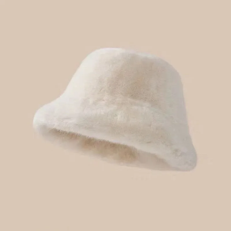 Winter Windproof and Warm Women's Fashionable Solid Color Plush Hat Cover Fluffy Fishing Hat Mountaineering Scarf Practical