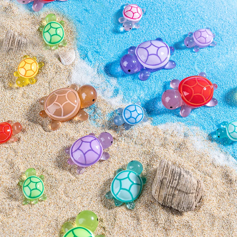 10Pcs Mini Turtles Luminous Ornament Figures Tiny Turtles Micro Fairy Garden Landscape Fish Tank Landscaping Accessories