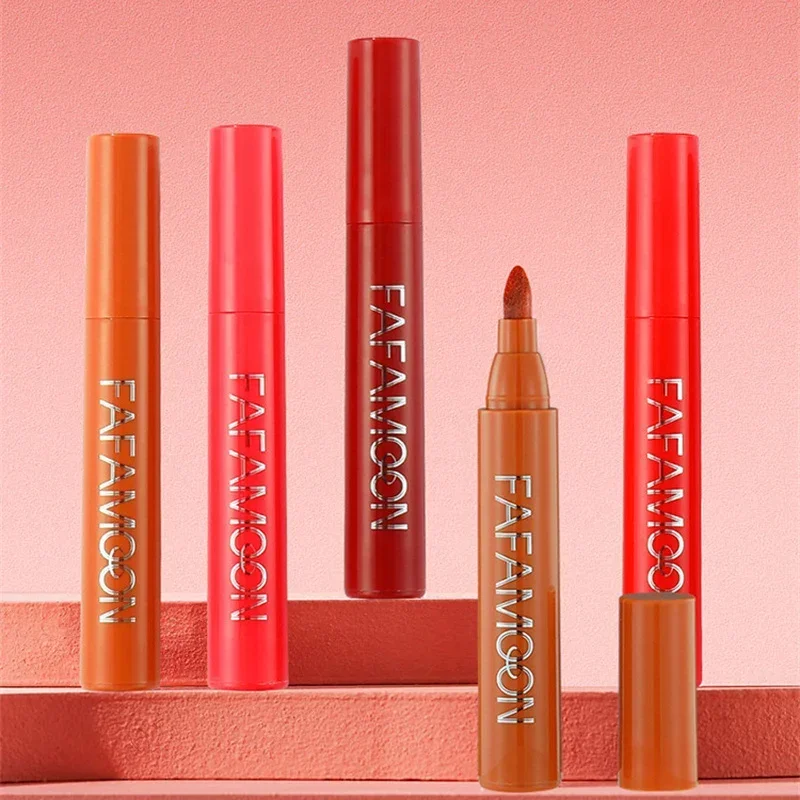 Lip Stain Makeup Lipstick Lips Dye Marker Pen Long-lasting Hydrating Waterproof Matte Lip Gloss Lipliner Contour Non-stick Cup Lip Stain