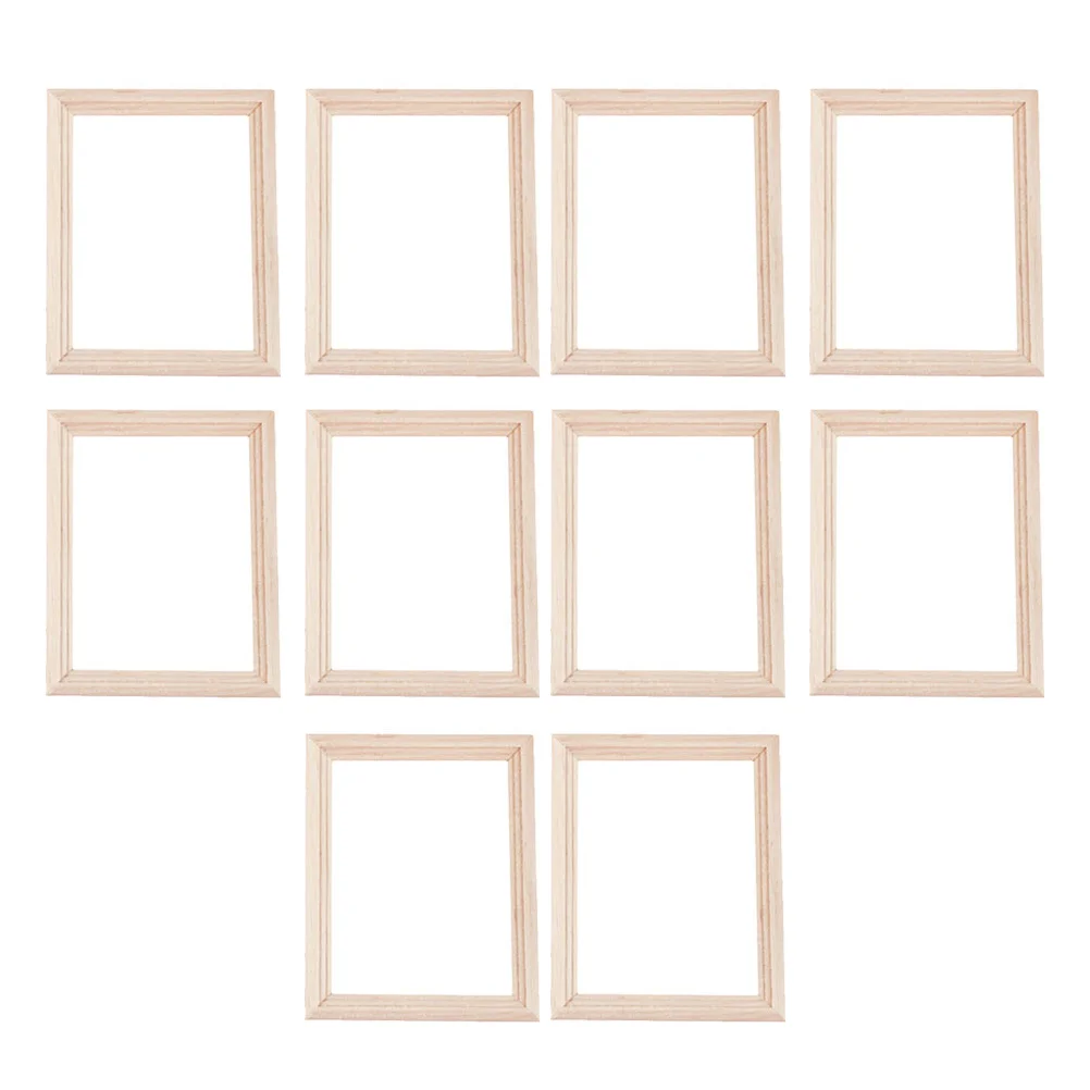 

10 Pcs Wall Painting Frame Wooden Photo Frame Home Décor Miniature Picture Frames Mini House Photo Frame Miniature Furniture