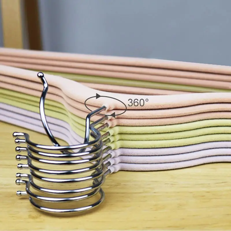 Clothes Hanger Storage Hanger 10pcs Colorful Velvet Non-Slip Clothing Hangers 45CM Seamless Flocking Hanger Dry and Wet Wardrobe Storage Adult Magic Hanger