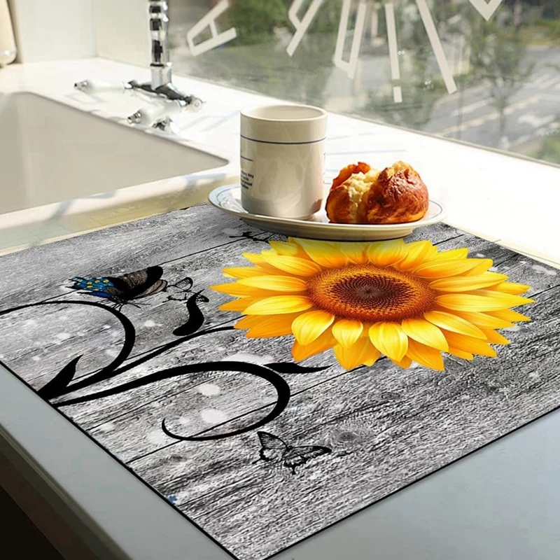 Flowers Washer Dryer Dust Cover Mat For Top Washing Machine Dust Cover Pad Fast Drying Absorbent Mat Top Protector
