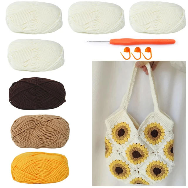 Tprpyn Napraforgó Táska Horgolt Készlet Fonalkötéssel Nagyi Négyzet Alakú Válltáska Készletek Diy Kézi Készítés Patchwork Kézitáska - Image 3