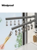 Wall Bathroom Hooks Shelf Hanger Rod Towel Bar Folding Towel Rack Clothing Rods Balcony Socks Bra Towel Hanger Bathroom Hardware 2