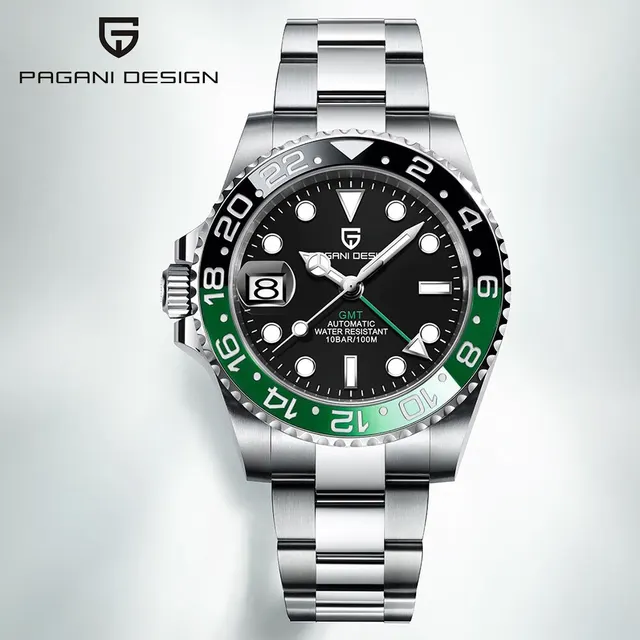 PAGANI DESIGN PD-1662 Luxury GMT Men Mechanical Wristwatch Sapphire Glass Stainless Steel 100M Waterproof Automatic Watches 1