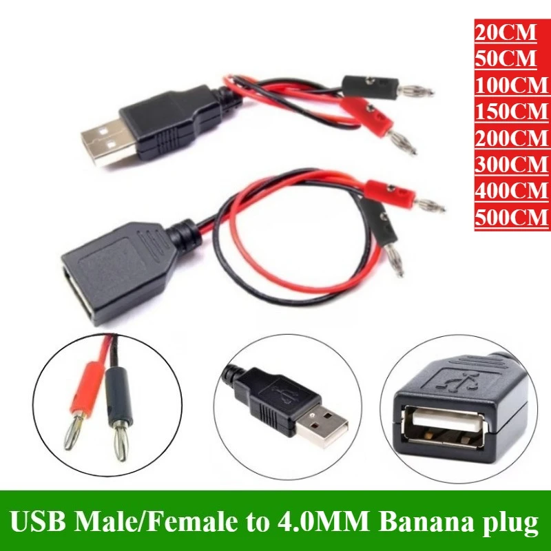 USB to Banana Plug Test Lead Charging Cable with Conductive Wire