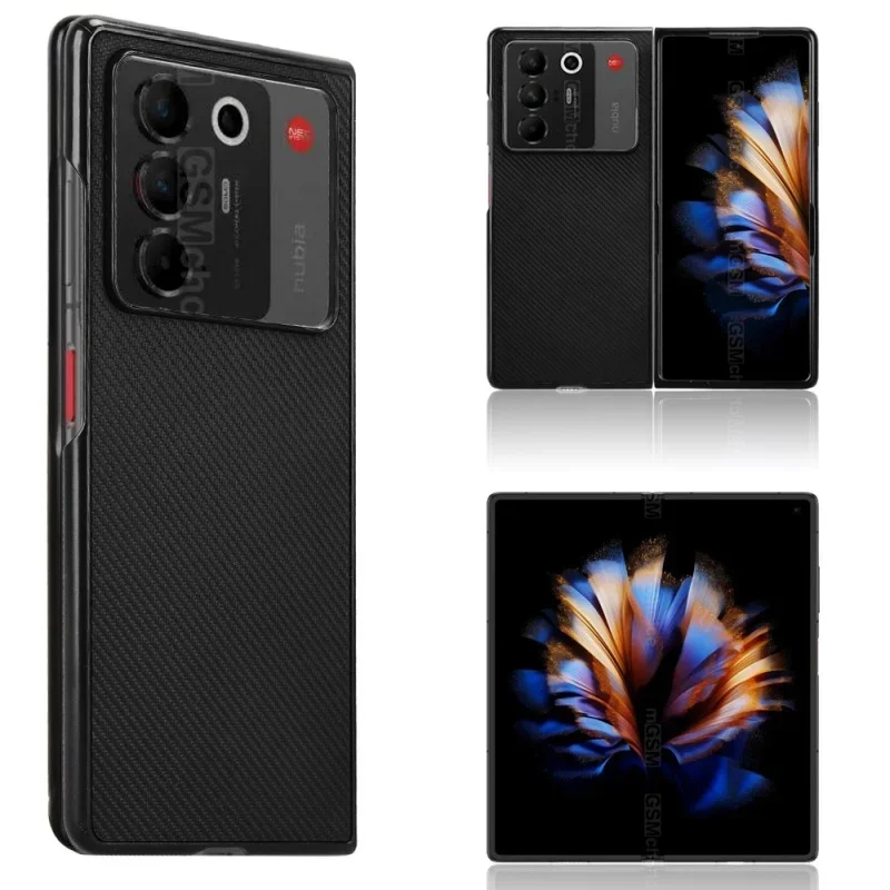 Premium Carbon Fiber Leather Folding Protective Case - Sleek and Durable Design