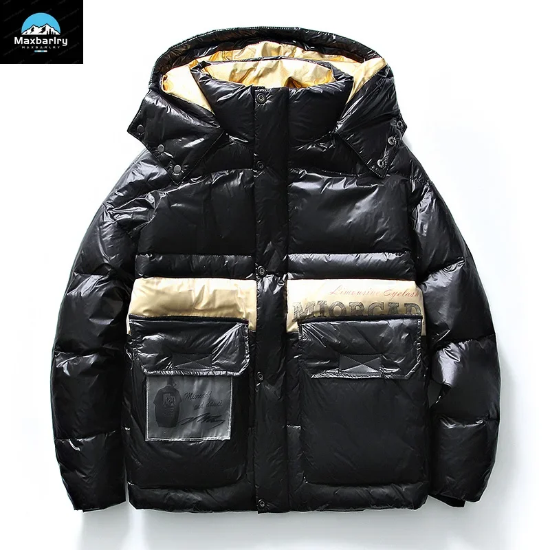 Winter Hooded Down Jacket Men's Fashion Black Gold White Duck Down Warm Coat South Korea Luxury Clothing New Men's Jacket