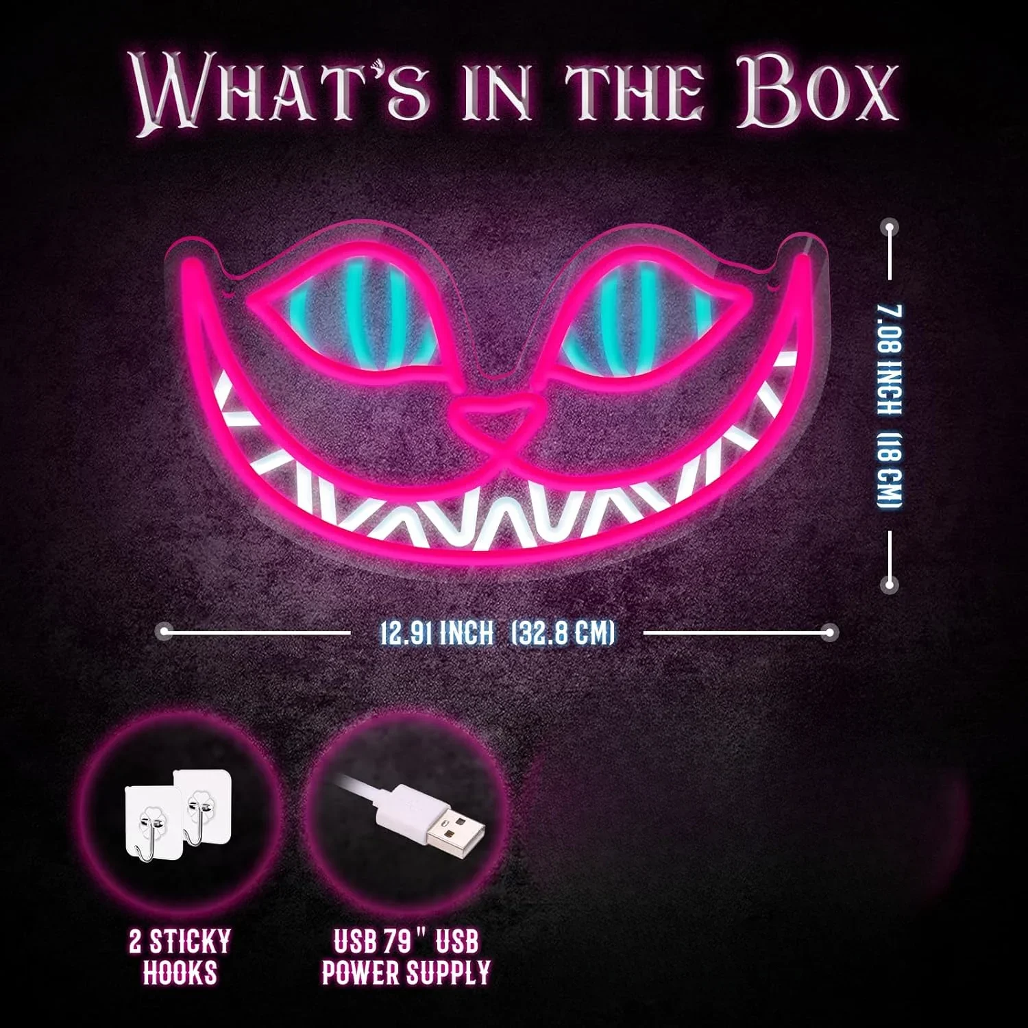 Description Picture 3 of itemHalloween Smile Cat Neon Sign Dimmable LED Neon Light Signs For Bar Pub Room Home Decor Animal Party Birthday Christmas Gift