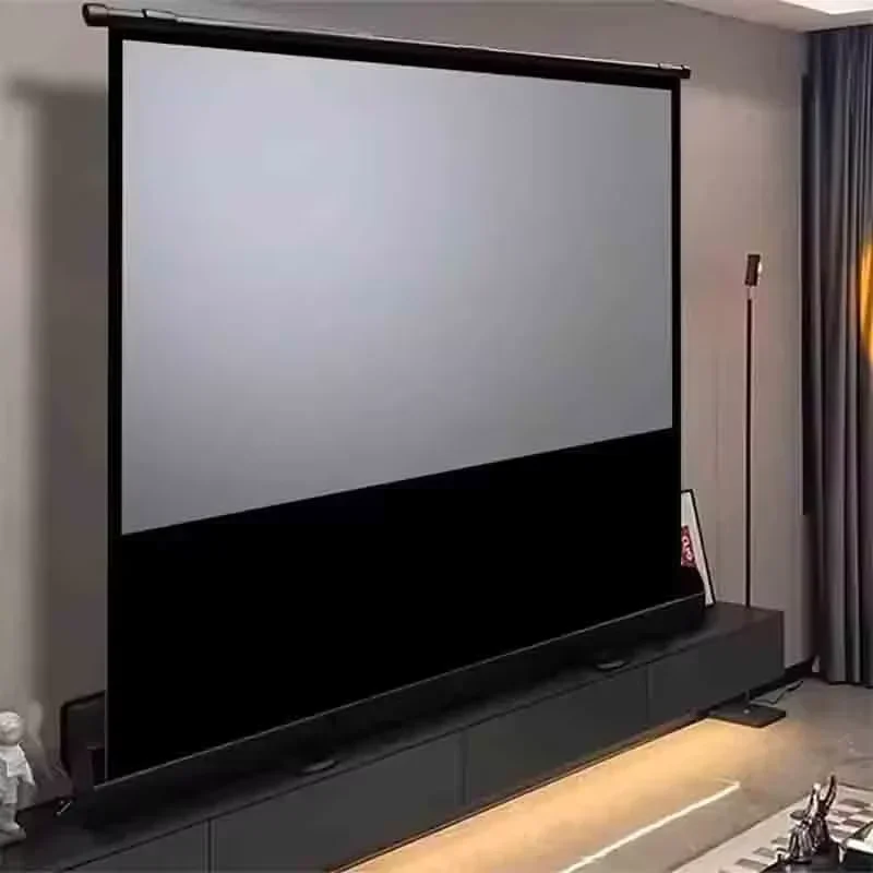 Lue's House Universal Portable Floor Standing Pull Up Projection Screen Grey Fiber Glass for Normal / UST Projectors 4K 3D Support All Sizes - Image 1