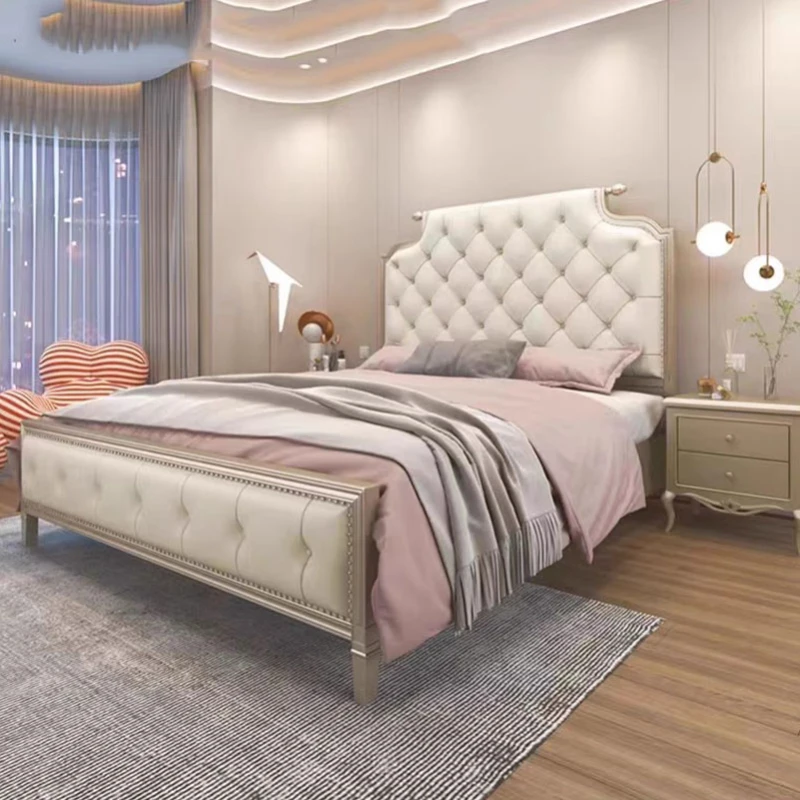 

Modern Leg Double Bed Queen Whitr Drawers King Size Frame Double Bed Headboard Girl Letti Matrimoniali BedRoom Furniture