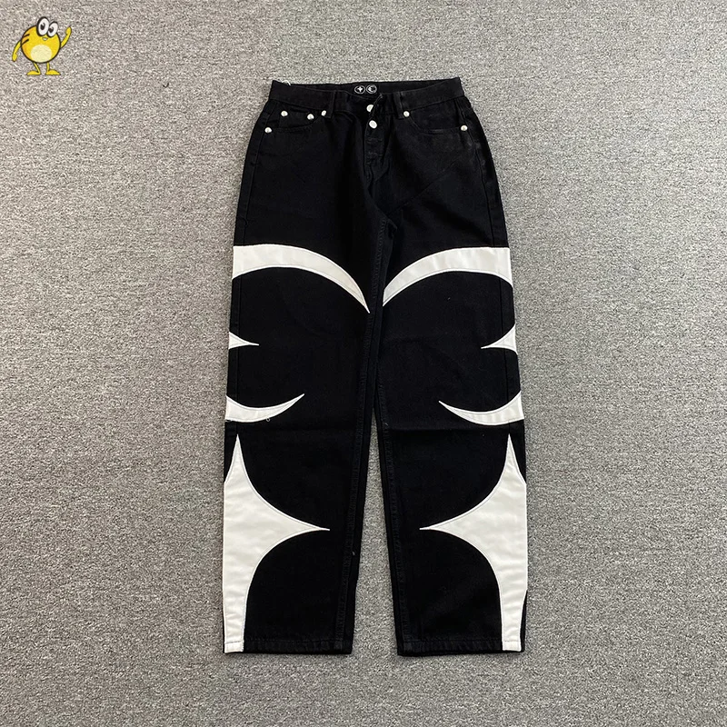 Black Blue Loose Casual Patchwork Jeans Pants Men Woman Best Quality Hip Hop THUG CLUB Trousers Retro High Street 4