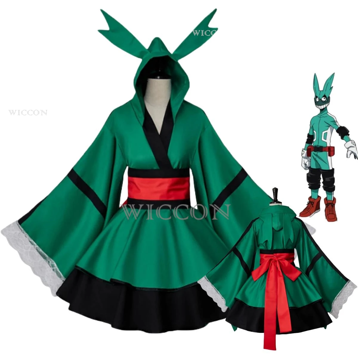 

Anime My Hero Academia Midoriya Izuku Cosplay Costume Kimono Dress Battle Lolita Maid Attire Woman Sexy Kawaii Christmas Suit