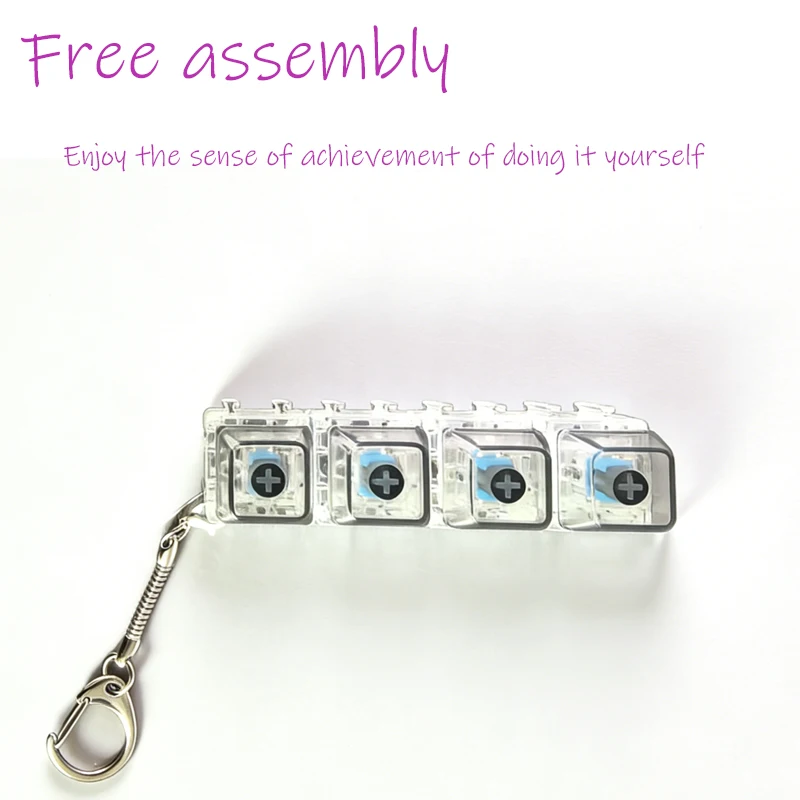 LED 무료 조립 키보드 키체인 피젯 토이 크리스탈 클리커 감각 장난감 스트레스 해소 키보드 키체인 성인 어린이 장난감