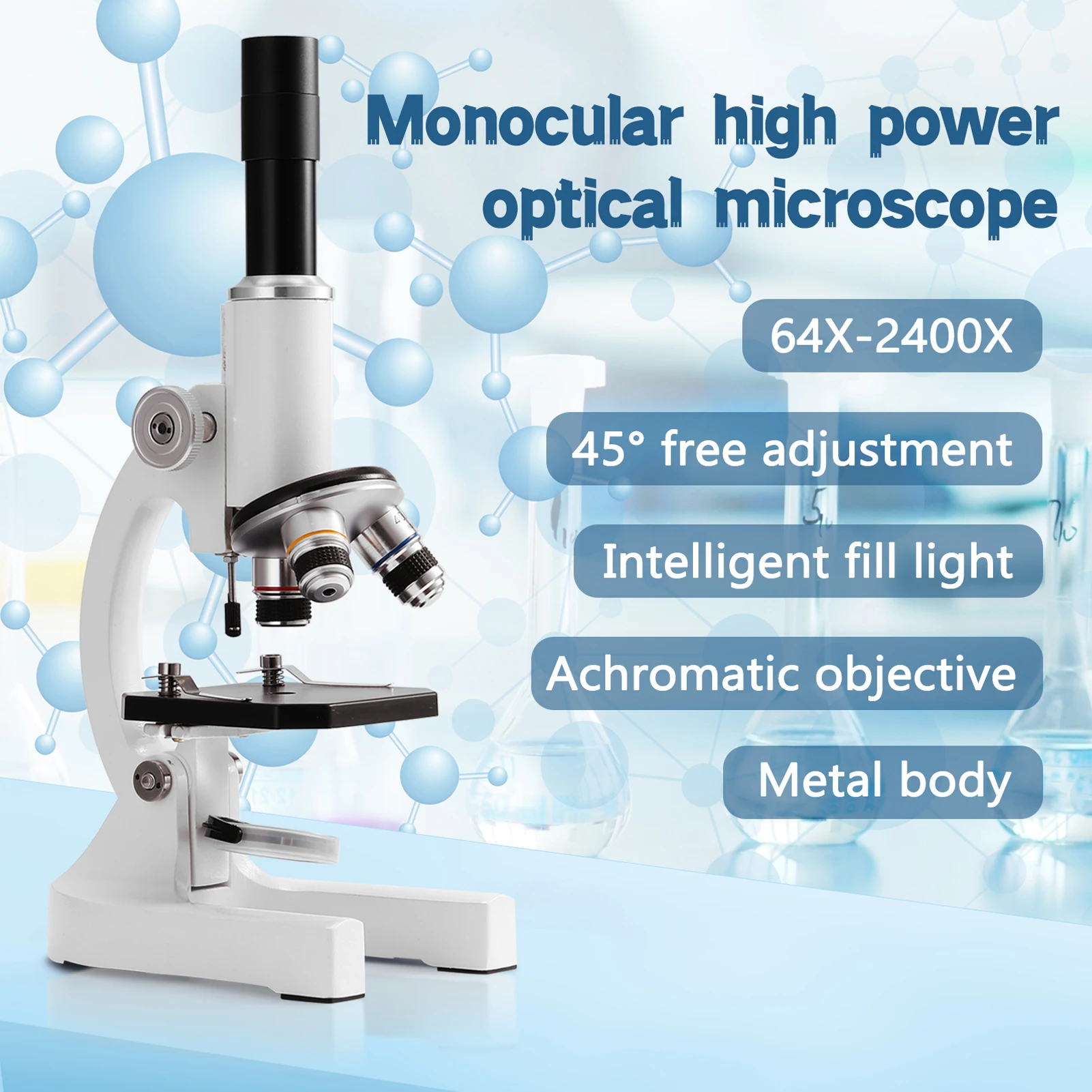 Microscopio óptico Monocular 64X-2400X para la escuela primaria, microscopio  para enseñanza de ciencias y Biología Experimental, regalo de cumpleaños para  niños - AliExpress