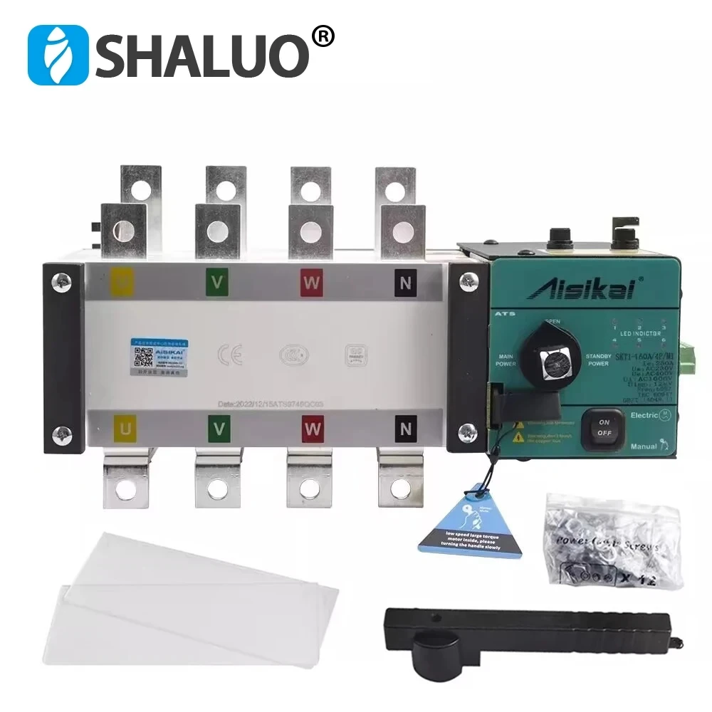 Description Picture 2 of item100A 160A 250A 4P AISIKAI ATS Diesel Generator Dual Power Automatic Transfer Switch Single Three Phase Generator Parts AC220V