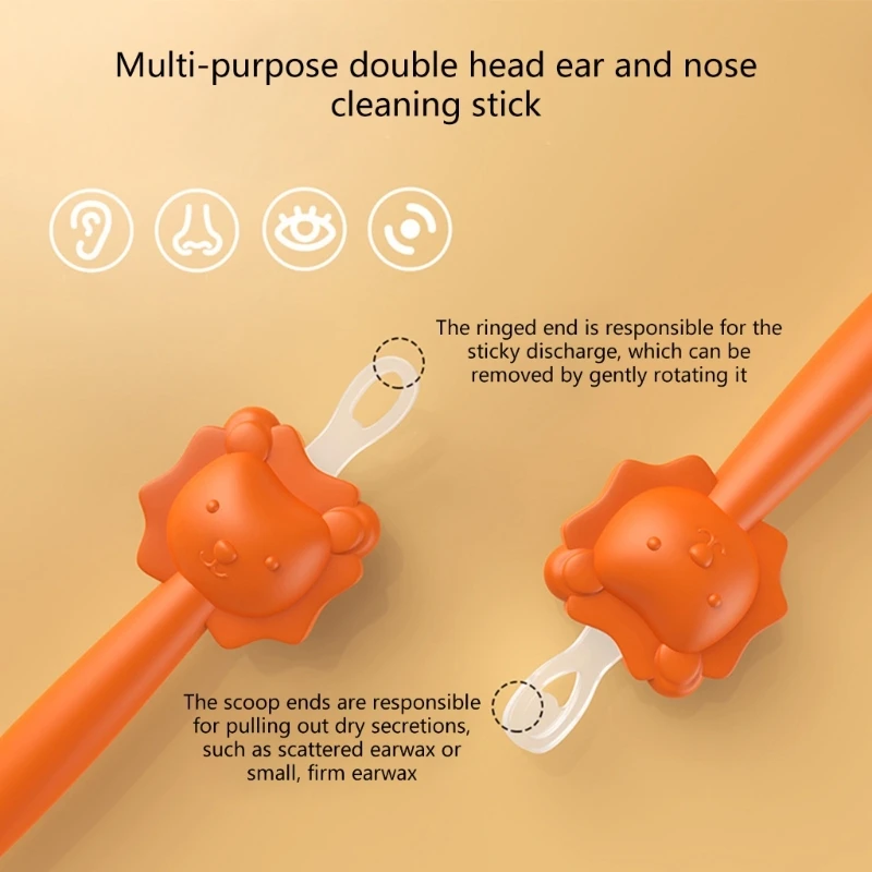 2 in 1 Designed Baby Nose Ear Cleaning Stick, Soft Tip Safety Cleansing Tool for Infants Easy to Clean Booger Remover 4