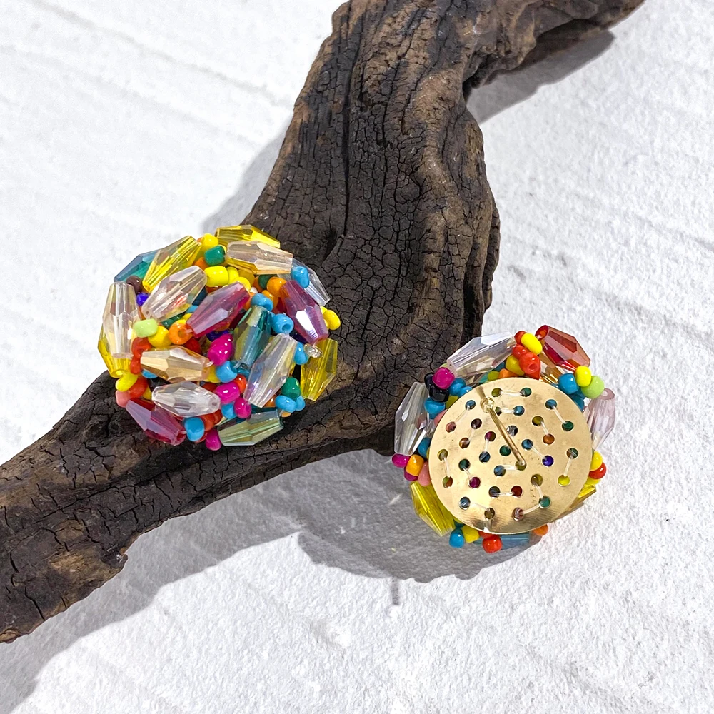 Orecchini Etnici Boho Fatti A Mano: Cerchi Con Perline Colorate In Cristallo, Leggeri Per Donna, Idea Spiaggia