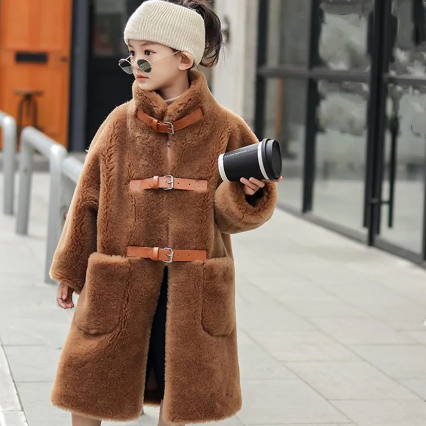 

100% Wool Coat Winter New Sheep Shearing Plush Thick Warm Outerwear Real Lambswool Cashmere Fur Jackets Overcoat A1938