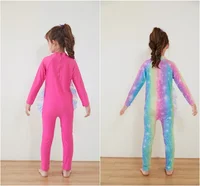 Kids Wet suit Long Sleeve Surfing Suit Rainbow Star Unicorn Diving Snorkeling Swimming Jumpsuit  Dive Swimwear Girls With Cap 2