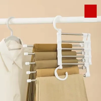 5 In1 Risparmia Spazio Appendiabiti Pieghevole Asciugamano Cravatta Gancio Multi-funzionale Vestiti Portapantaloni Armadio Armadio Organizzatore di Stoccaggio 1