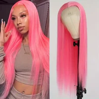 Perruque Lace Front Wig naturelle lisse rose, cheveux humains, couleur 613, 13x6 Hd, 36 pouces, pour femmes 4