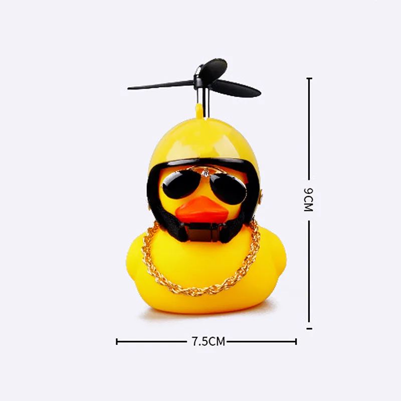 Motorrad niedliche wind brechende Ente klein gelb mit Helm Luftschraube Radfahren Dekoration Ornament Dekor Ausrüstungen Teile