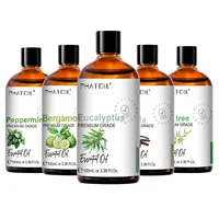 PHATOIL 100ML Essential Oil with Glass Dropper Eucalyptus Peppermint Vanilla Tea tree Ylang Bergamot Aromatherapy Essential Oils