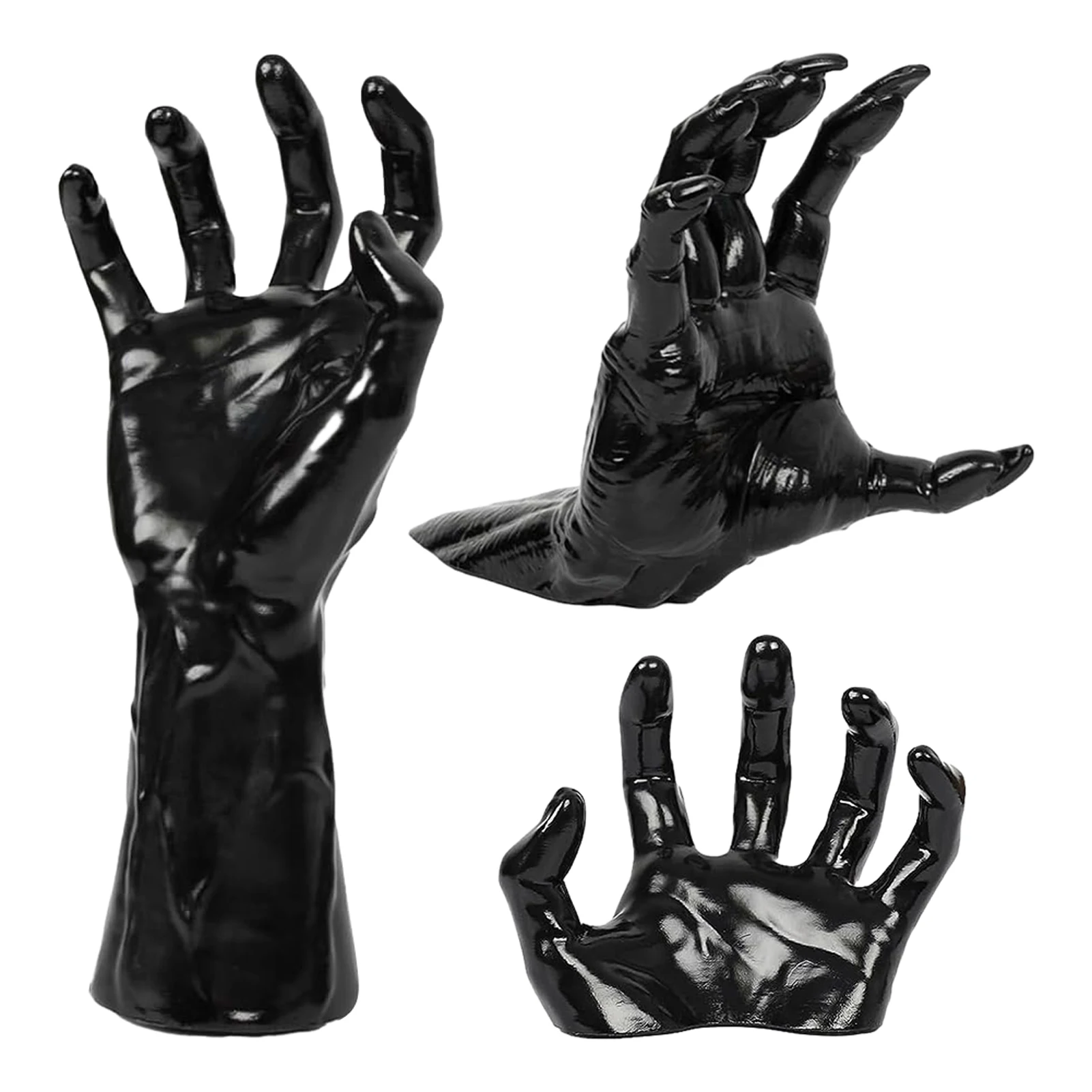 

3pcs Art Craft Prop Resin Horror Party Gothic Halloween Creepy Hand Sculpture Indoor Outdoor Festival Realistic Wall Decor Gift